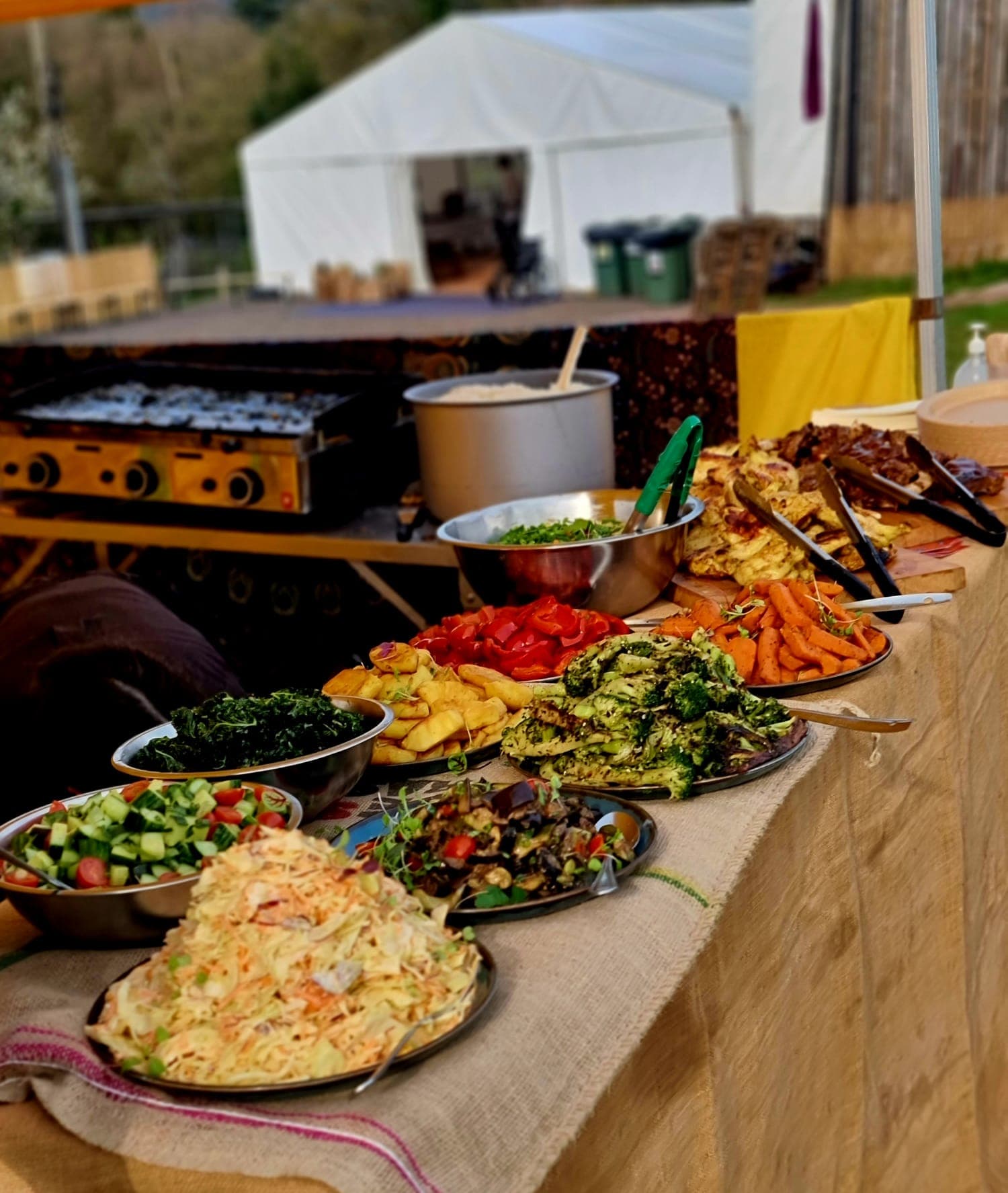 Wedding buffet-style catering setup
