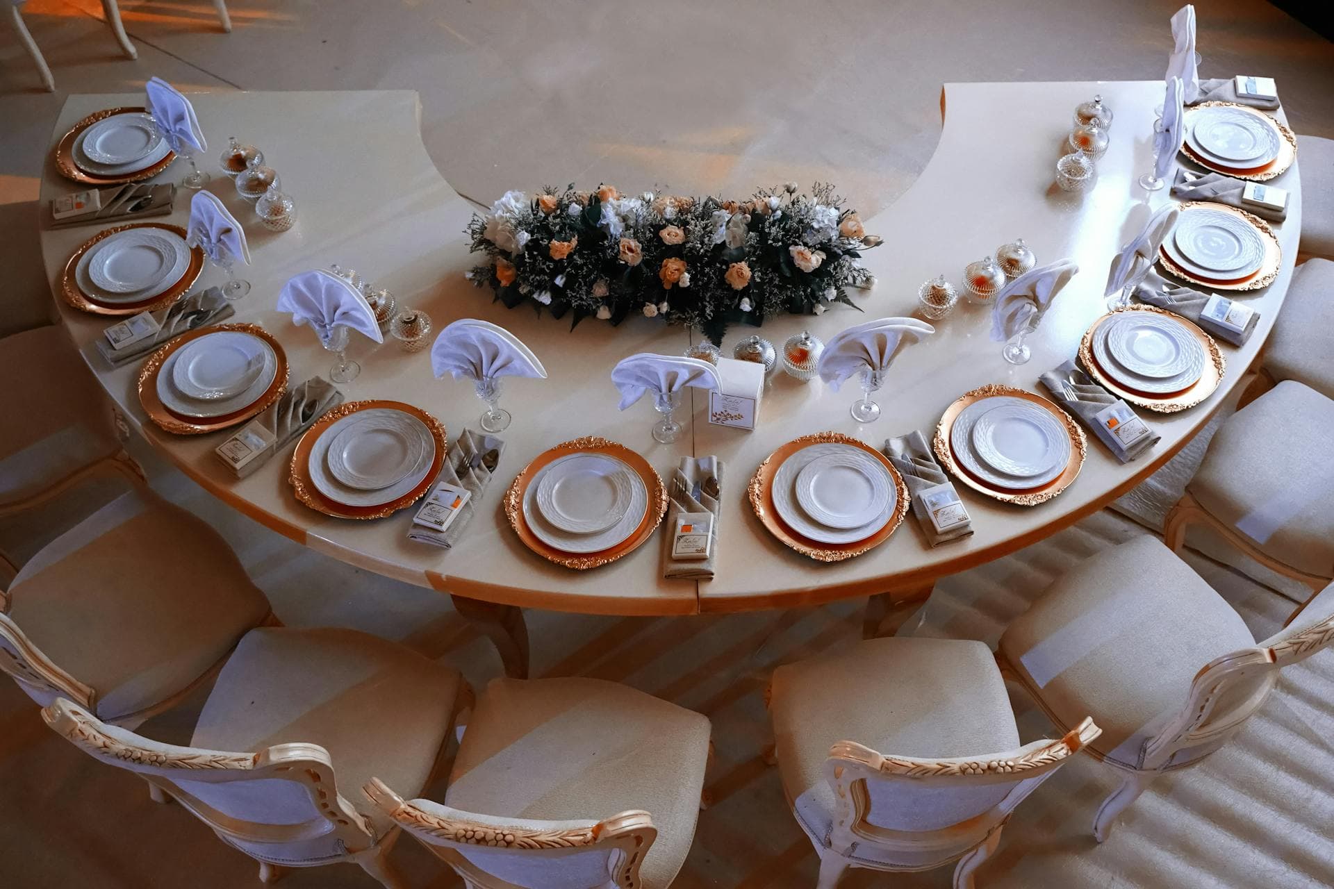 Luxury plated wedding dining setup