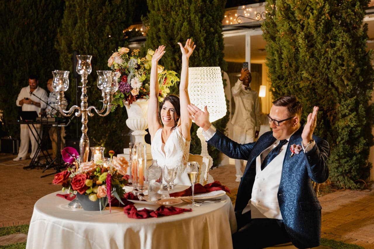 Caterers plating a wedding dinner