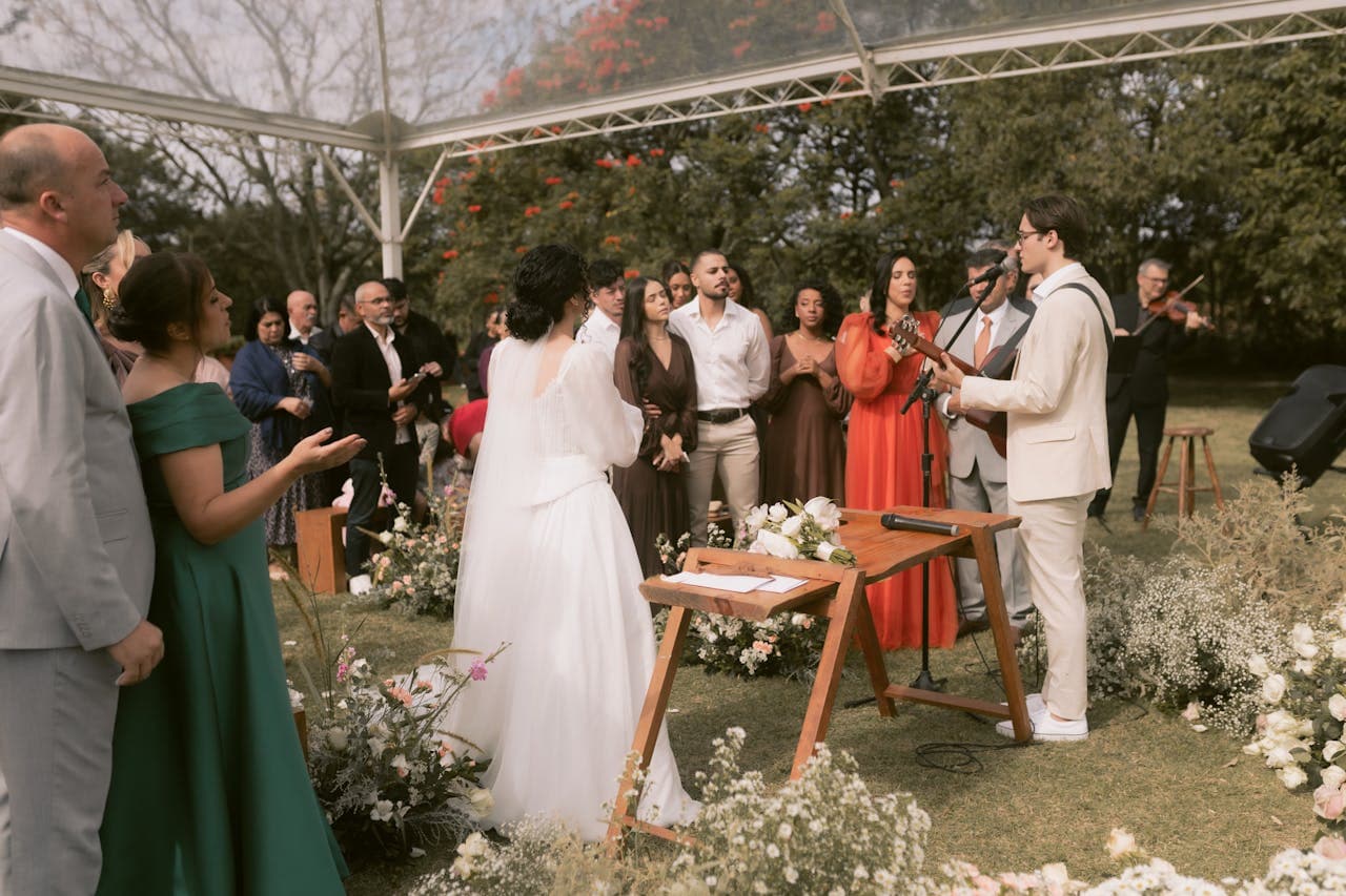 Musicians performing during wedding ceremony