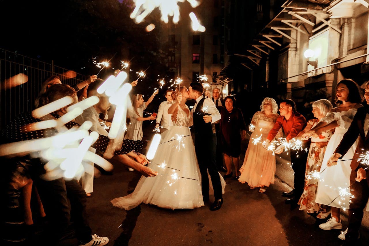 Wedding evening dance floor with entertainment